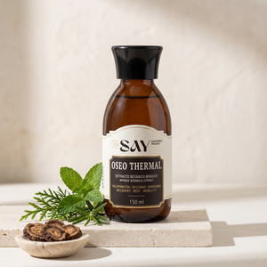 OSEO THERMAL sobre travertino con menta, ciprés, romero y raíz seca