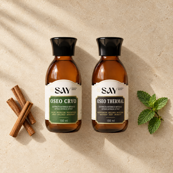Qué incluye el Dúo OSEO: Cryo con canela y Thermal con menta, vistos desde arriba